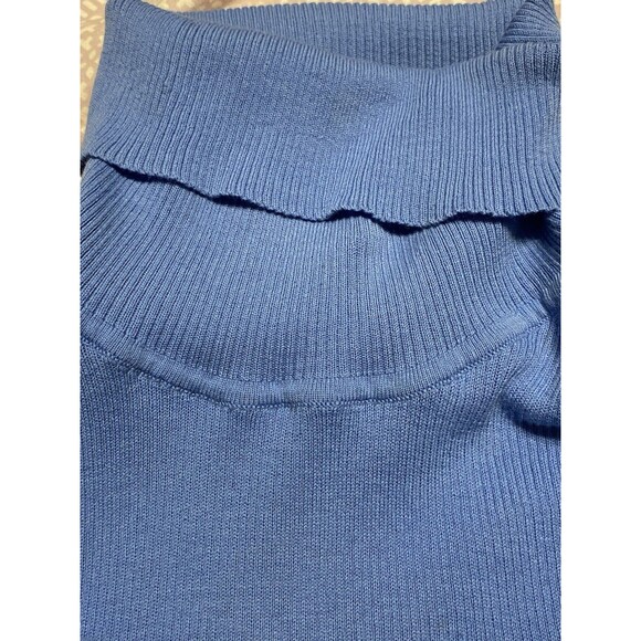 Vintage J Crew Y2K Womens Blue Cotton Ribbed Knit Sweater LS Turtleneck Classic - Picture 5 of 12